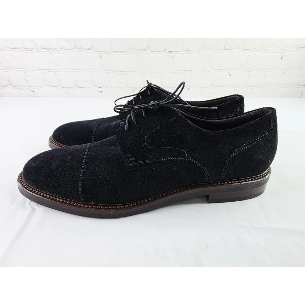 Hugo Boss Navy Blue Suede Cap Toe Derby Shoes Men's Size 9